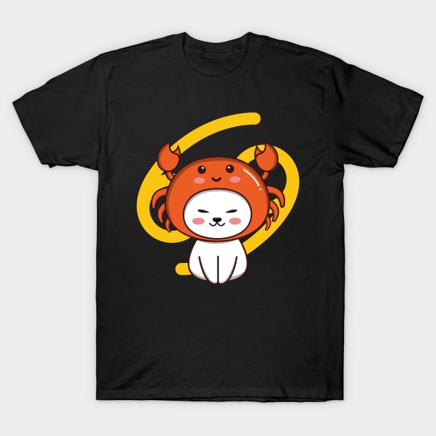 Cancer Zodiac Cat T-Shirt by Luna Illustration